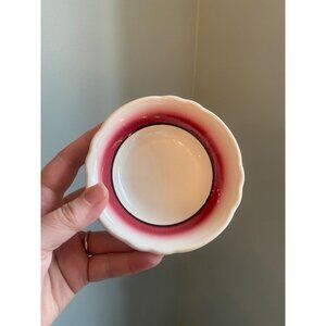 Homer Laughlin Small Vintage Scalloped Bowl With Red & Black Band